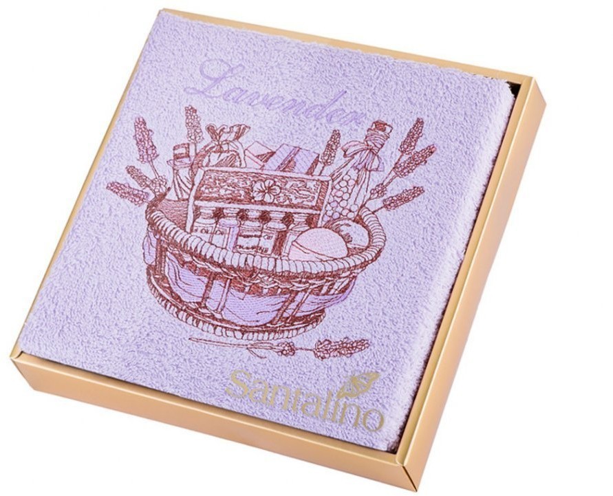 Полотенце махровое "лаванда",50*90 см. ,сиреневый, вышивка, 100% хлопок SANTALINO (850-330-53)