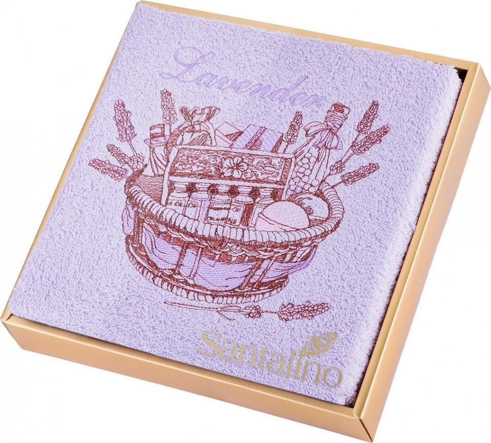 Полотенце махровое "лаванда",50*90 см. ,сиреневый, вышивка, 100% хлопок SANTALINO (850-330-53)