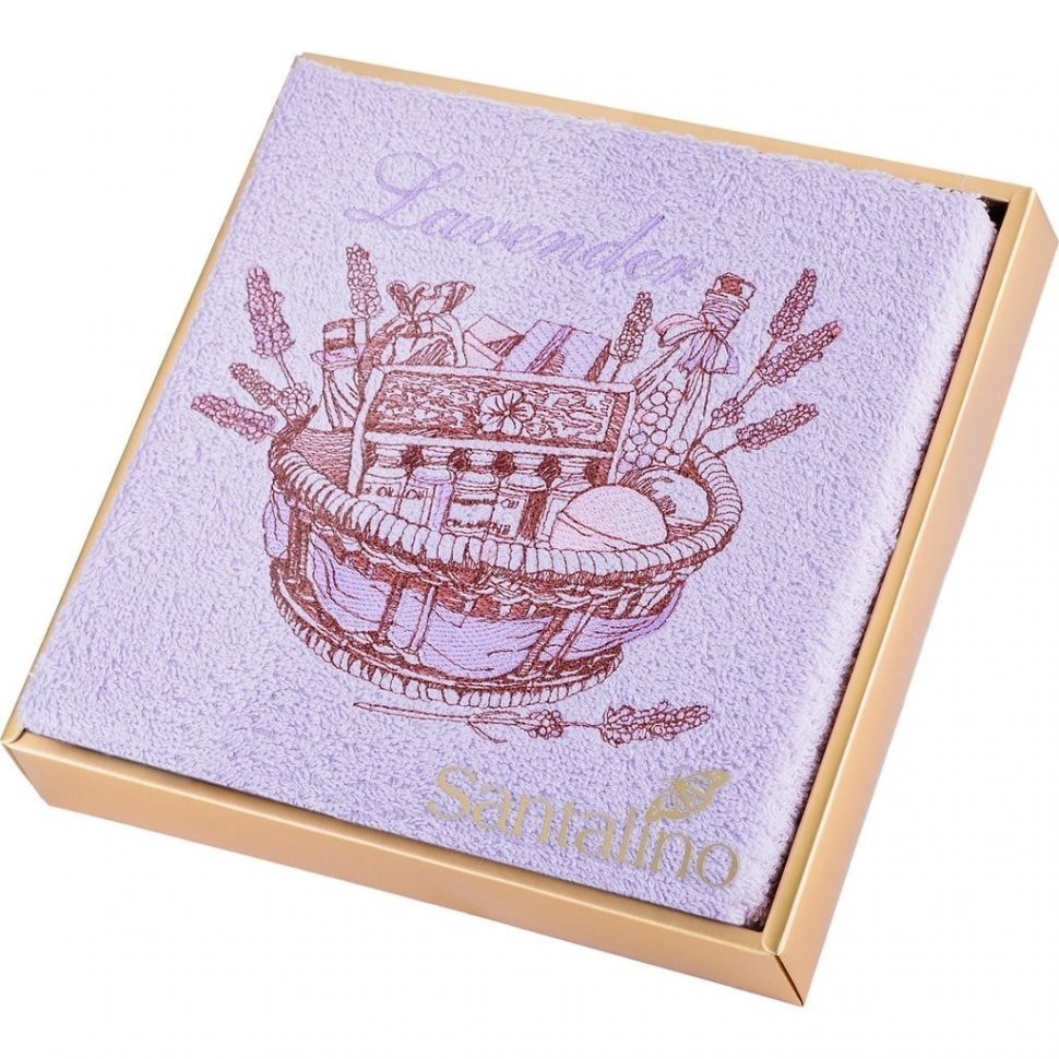 Полотенце махровое "лаванда",50*90 см. ,сиреневый, вышивка, 100% хлопок SANTALINO (850-330-53)