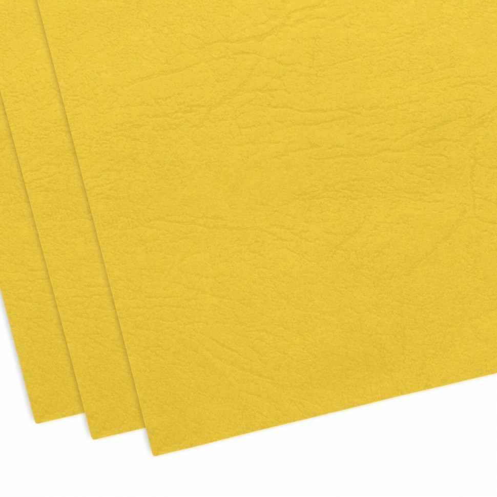 Обложки картонные для переплета, А4, к-т 100 шт тисн. под кожу, 230 г/м2, желтые, Brauberg, 530950 (89992)