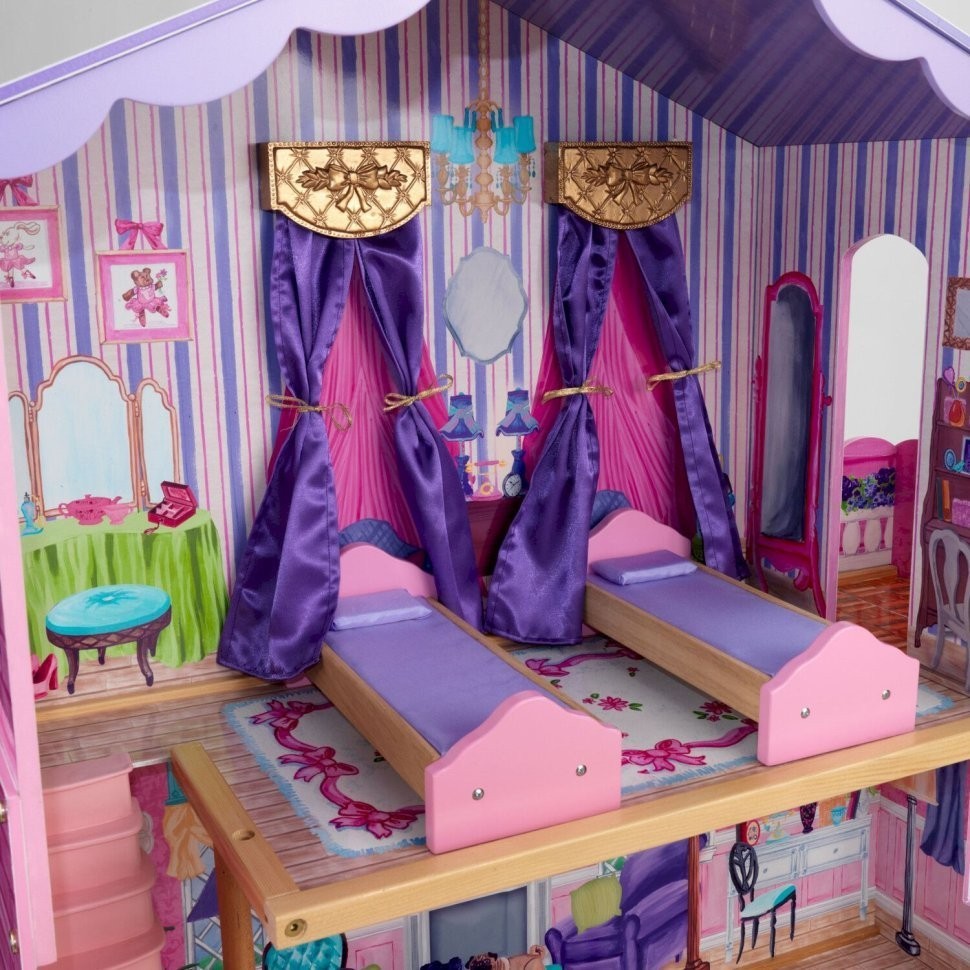 Деревянный кукольный домик "Особняк мечты", с мебелью 13 предметов в наборе, для кукол 30 см (65082_KE)