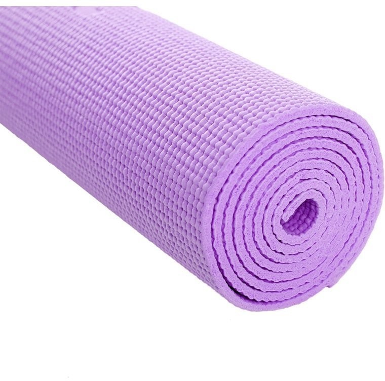 Коврик для йоги и фитнеса FM-104, PVC, 183x61x0,8 см, фиолетовый пастель (1005321)