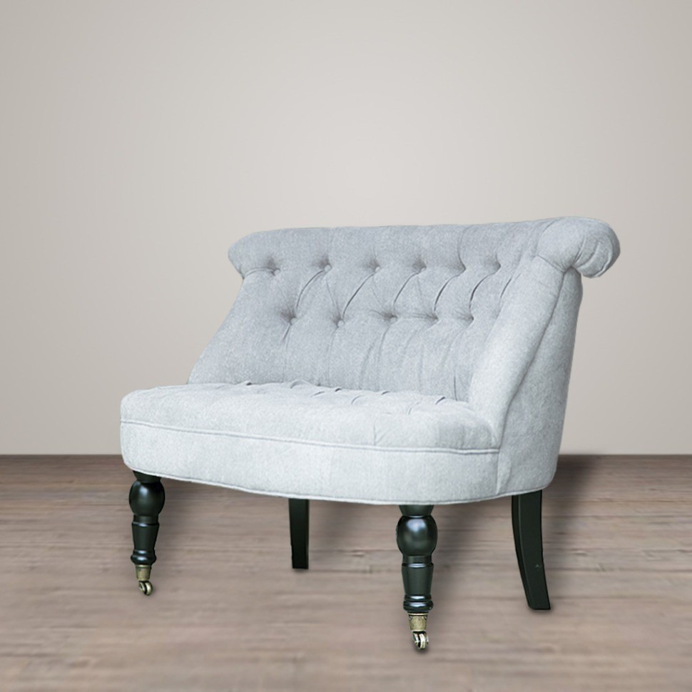 Пуф Камден NSCC-2008B-40/SUPER-21, каркас дуб, обивка лен, фурнитура бронза, grey, ROOMERS FURNITURE