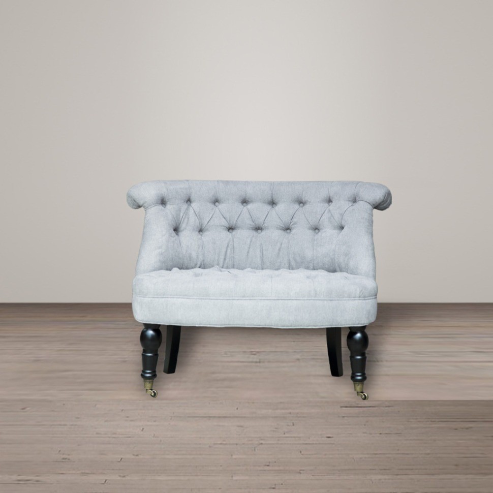 Пуф Камден NSCC-2008B-40/SUPER-21, каркас дуб, обивка лен, фурнитура бронза, grey, ROOMERS FURNITURE