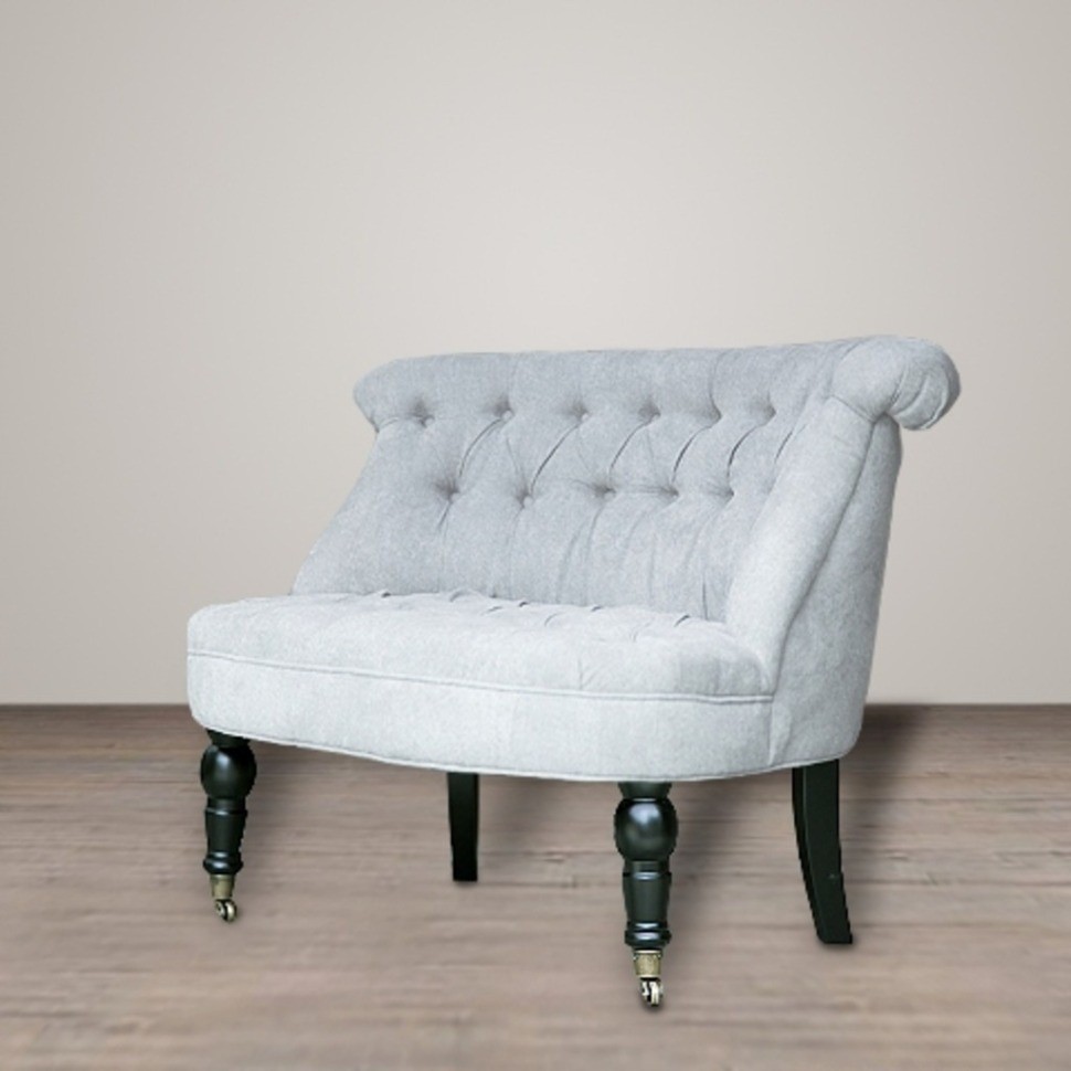 Пуф Камден NSCC-2008B-40/SUPER-21, каркас дуб, обивка лен, фурнитура бронза, grey, ROOMERS FURNITURE