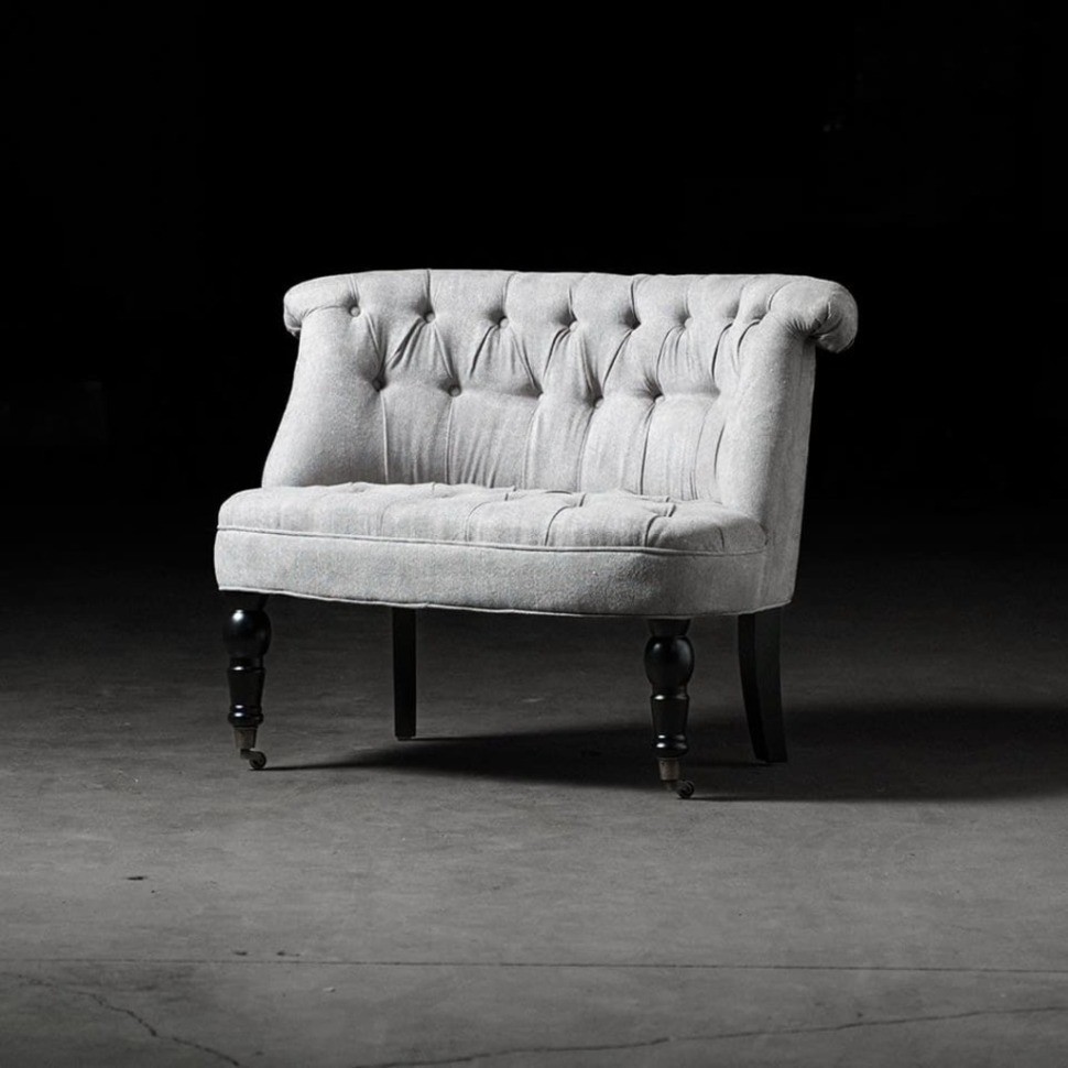 Пуф Камден NSCC-2008B-40/SUPER-21, каркас дуб, обивка лен, фурнитура бронза, grey, ROOMERS FURNITURE