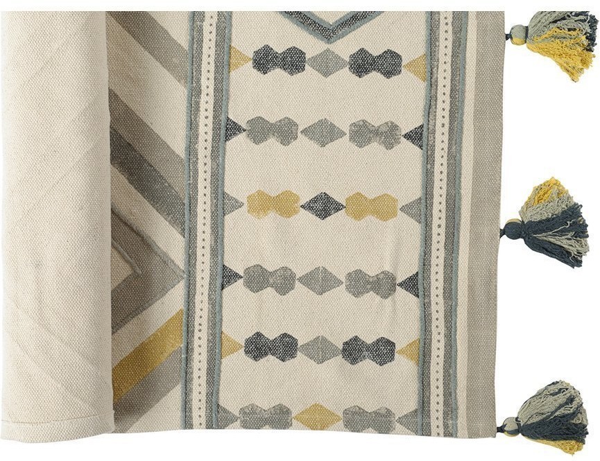 Ковер из хлопка с контрастным узором и кисточками из коллекции ethnic, 160х230 см (69443)