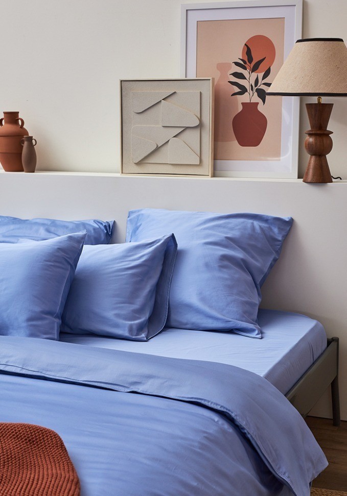 Простыня из премиального сатина сиреневого цвета из коллекции essential, 180х270 см (78479)