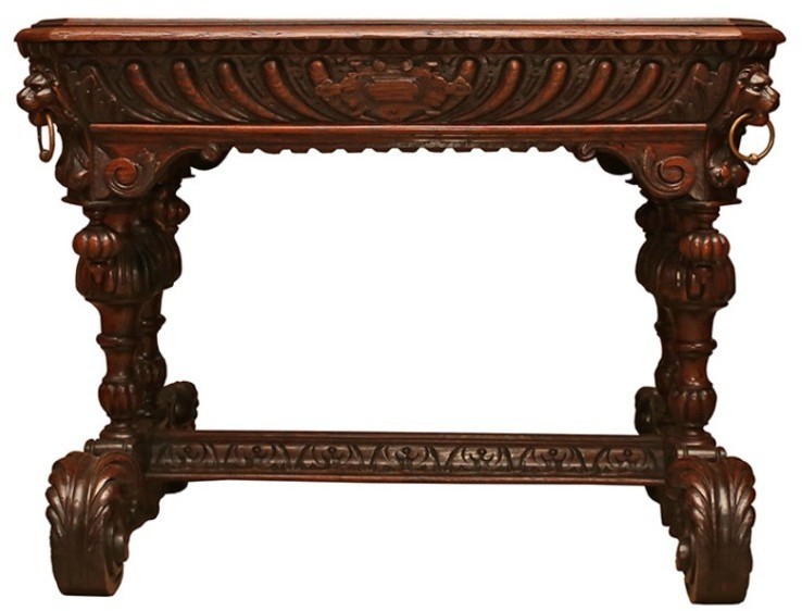 Стол Ренессанс XIX век DM-RenaissenceDesk, дуб, mahogany, ROOMERS ANTIQUE