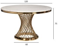 Стол обеденный иск.мрамор Bianca Luna/зол d120*75 (TT-00011548)