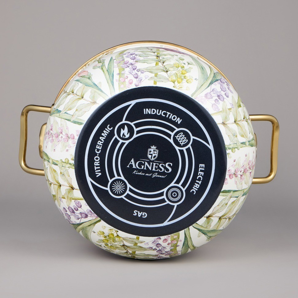 Набор кастрюль agness эмалированных серия "irises", 4пр. 2,1л и 3,8л (950-603)