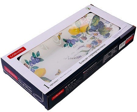 Блюдо сервировочное 28,2х14,5х3,5см Лесные ягоды с лимонами LORAINE (60156)