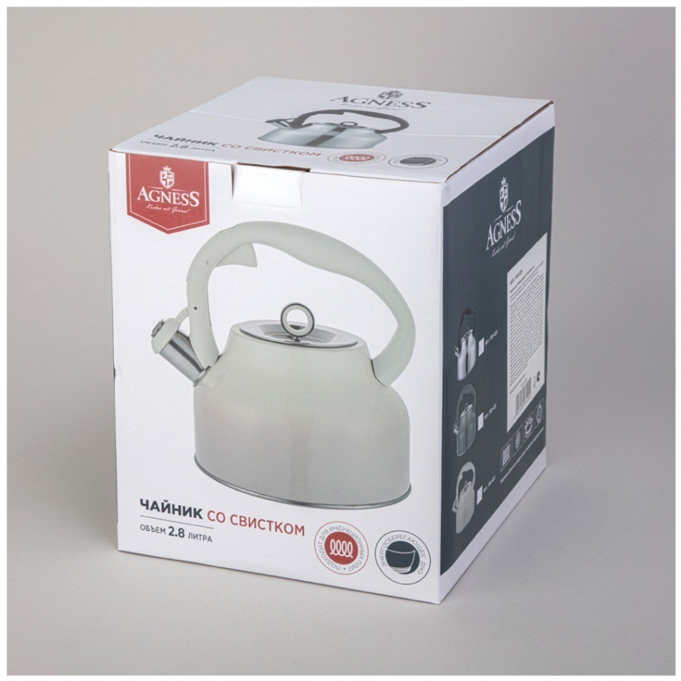 Чайник agness со свистком, 2,8 л, индукция (916-420)