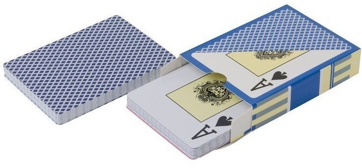 Карты для покера "Texas Holdem" 100% пластик, синяя рубашка (31857)