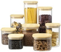 Банка для хранения квадратная glass bamboo,1 л (77504)