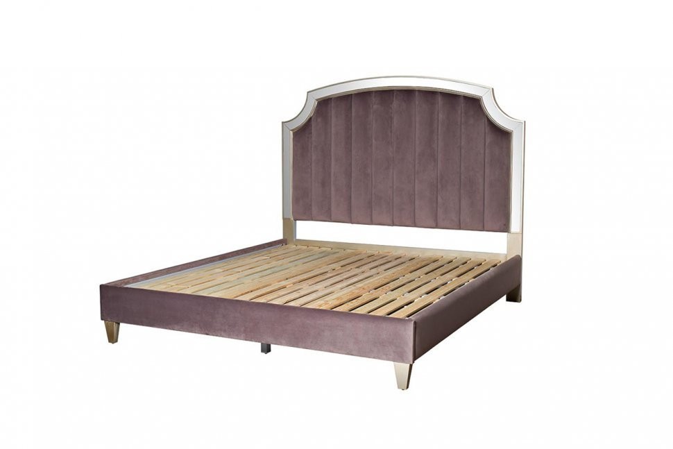 Кровать с зерк.вставками велюр роз-серый 211*189*158см (TT-00001547)