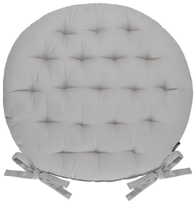 Подушка на стул круглая из хлопка серого цвета из коллекции essential, 35 см (77454)