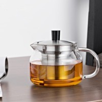 Чайник S'043, 10, Боросиликатное стекло, металл, clear/chrom, SAMADOYO