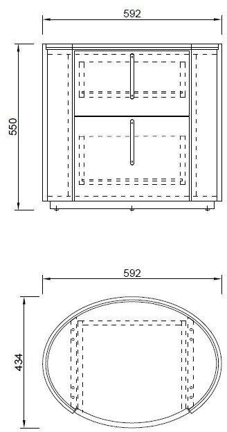 Тумбочка 2 ящика темный шпон 59*43*55см (TT-00012681)