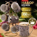 Набор кружек на подставке 6 шт 350 мл LORAINE (12085)