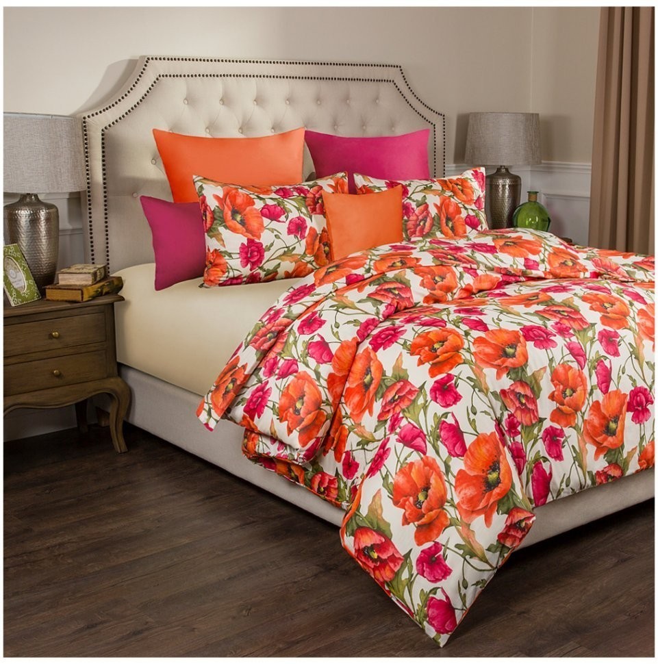 Кпб 1,5 спальный "маки" пододеяльник150х215 -1шт.прост( св.желтый)180х220 -1шт.нав 50х70-2шт SANTALINO (984-022)