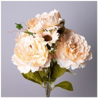 Цветочная композиция из пионов длина=53см , цвет кремовый мал.уп.=12шт Lefard (535-391)