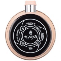 Ковш эмалир.со стеклянной крышкой с эффектом металлик серия &quot;deluxe&quot; цв:розовый 1,1 л. 14х8,5 см Agness (901-100)