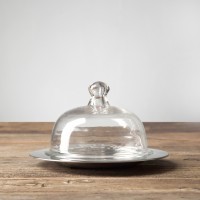 Масленка RO-10473/PGN, 21,5 см, металл, стекло, clear/silver, ROOMERS TABLEWARE