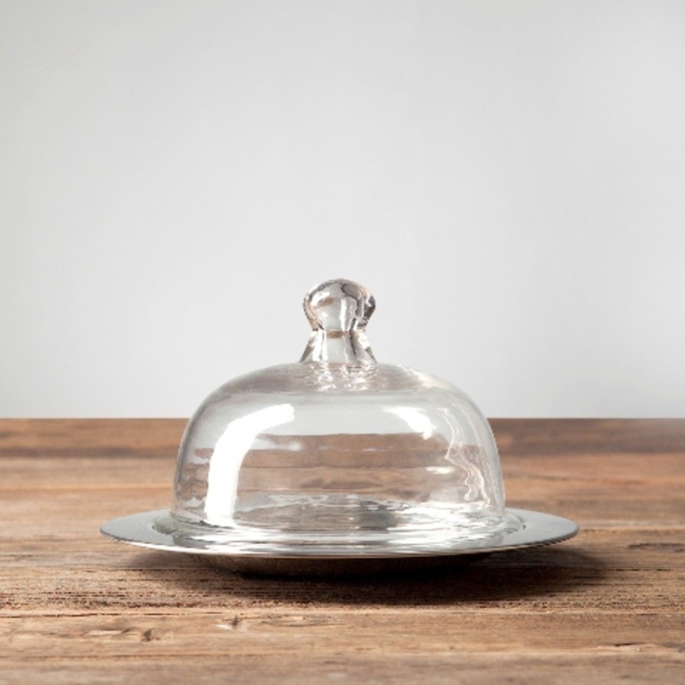 Масленка RO-10473/PGN, 21,5 см, металл, стекло, clear/silver, ROOMERS TABLEWARE