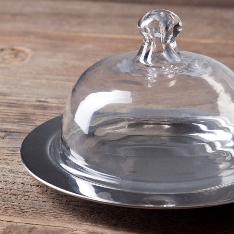 Масленка RO-10473/PGN, 21,5 см, металл, стекло, clear/silver, ROOMERS TABLEWARE