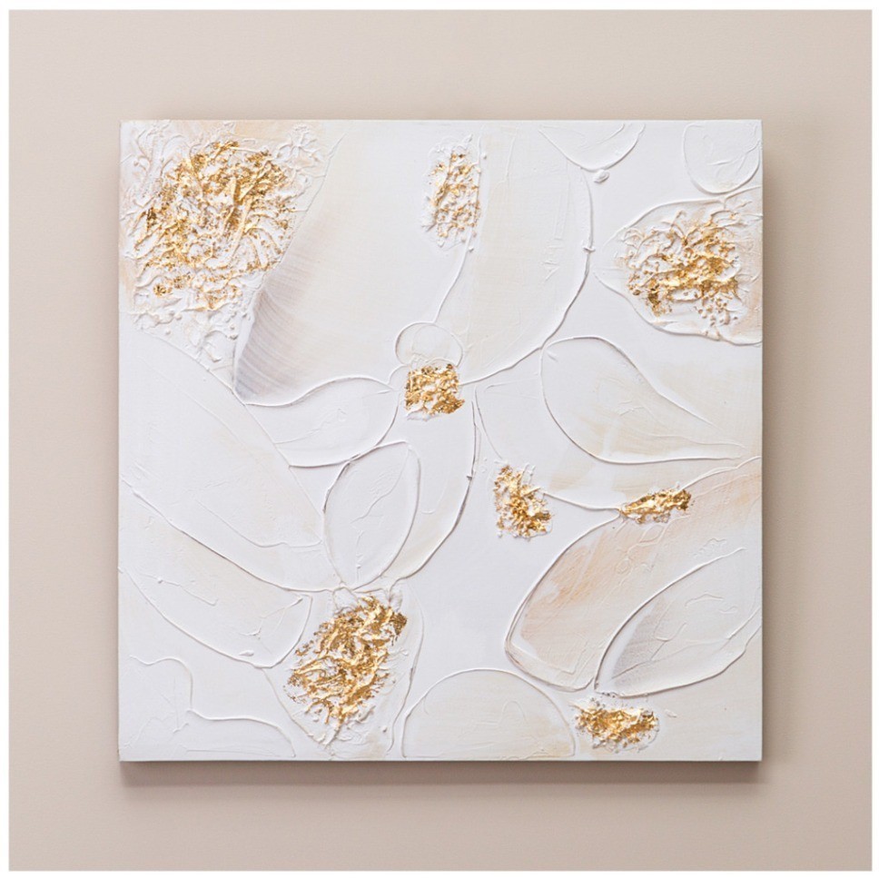 Картина "абстракция золото на белом" 60х60х3 см Bronco (534-219-2)