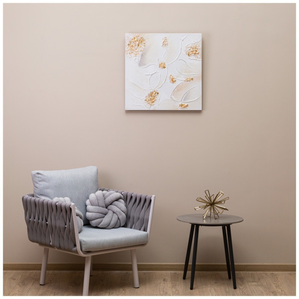 Картина "абстракция золото на белом" 60х60х3 см Bronco (534-219-2)