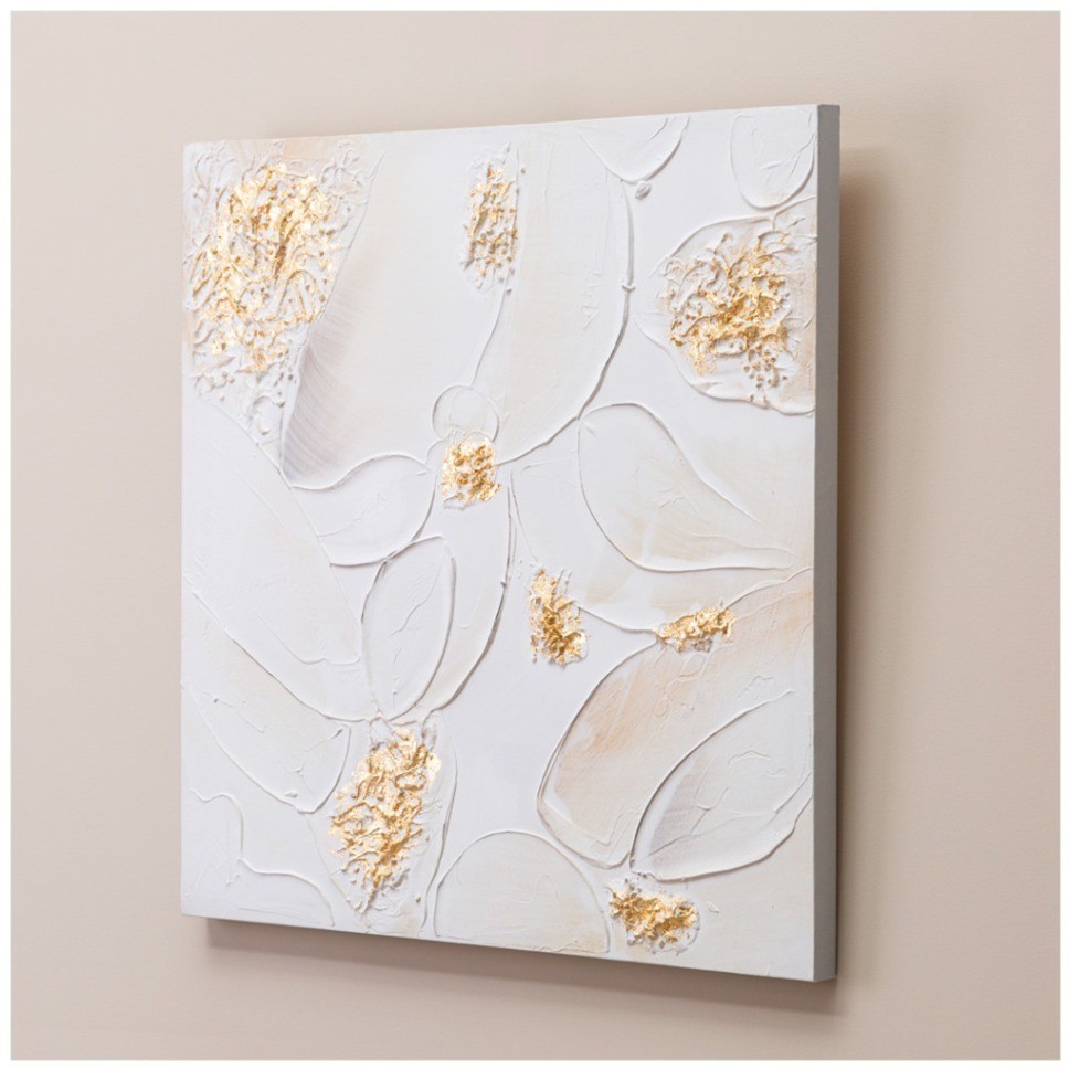 Картина "абстракция золото на белом" 60х60х3 см Bronco (534-219-2)