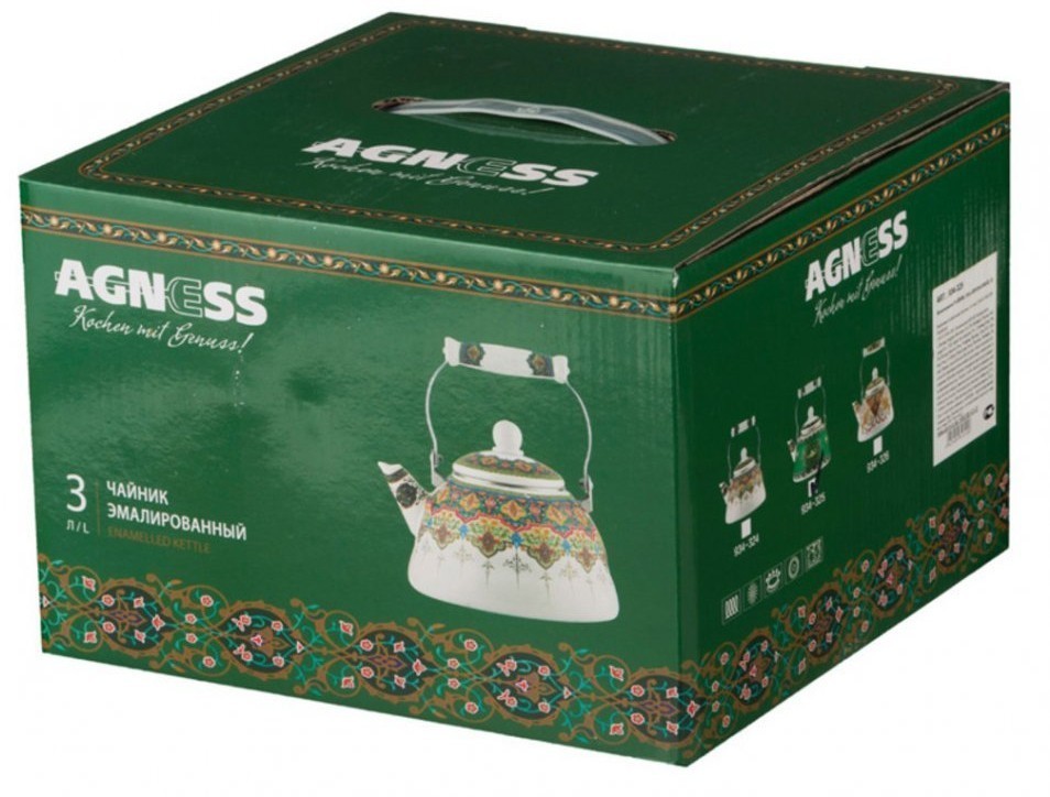 Чайник agness  эмалированный, серия сура, 3 л (934-325)