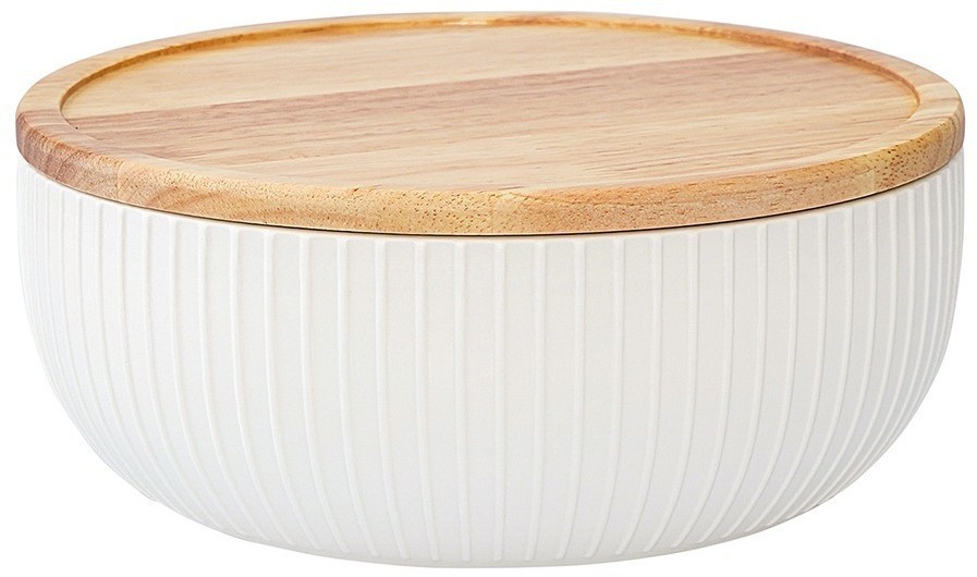 Салатник с крышкой из каучукового дерева soft ripples, dual glazing, D22 см (75892)