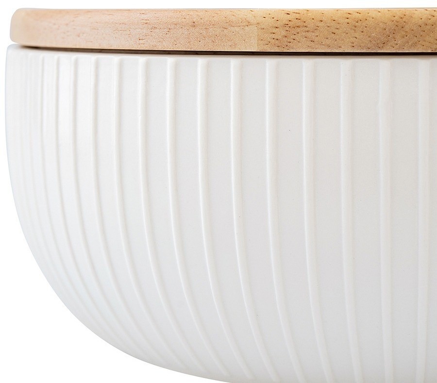 Салатник с крышкой из каучукового дерева soft ripples, dual glazing, D22 см (75892)