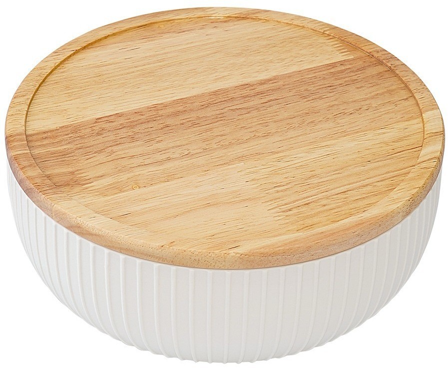 Салатник с крышкой из каучукового дерева soft ripples, dual glazing, D22 см (75892)