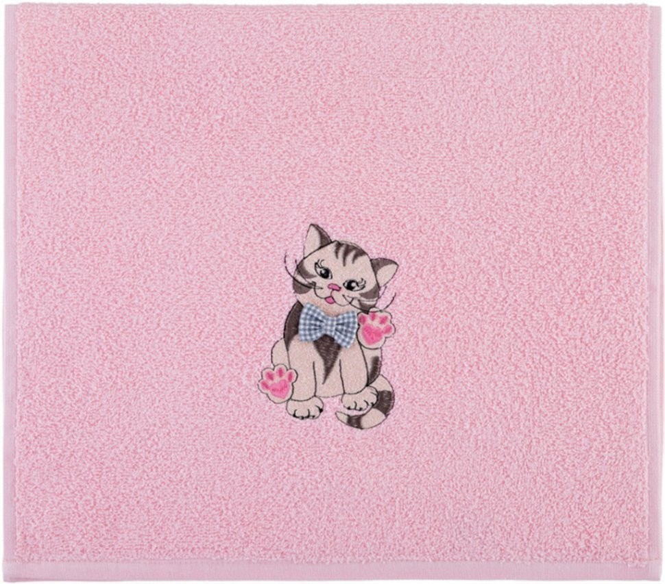 Полотенце "барсик" 40*70 см. махра, розовый, вышивка, 100% хлопок 400гр\м SANTALINO (850-330-52)