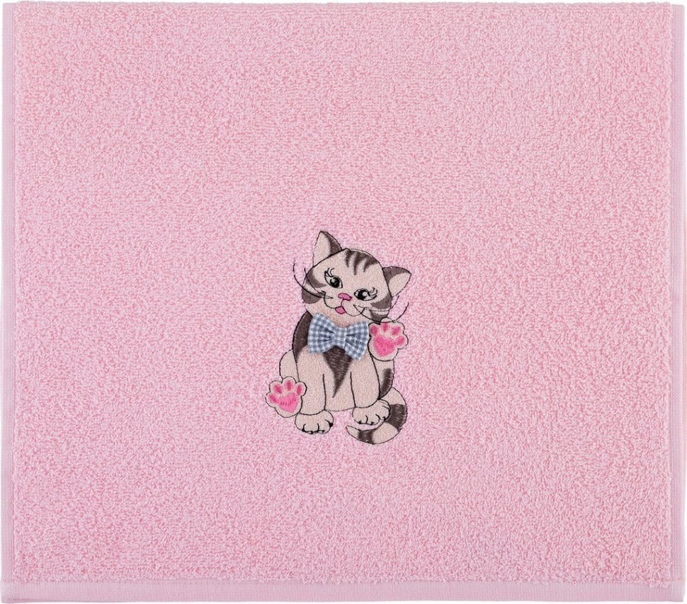 Полотенце "барсик" 40*70 см. махра, розовый, вышивка, 100% хлопок 400гр\м SANTALINO (850-330-52)