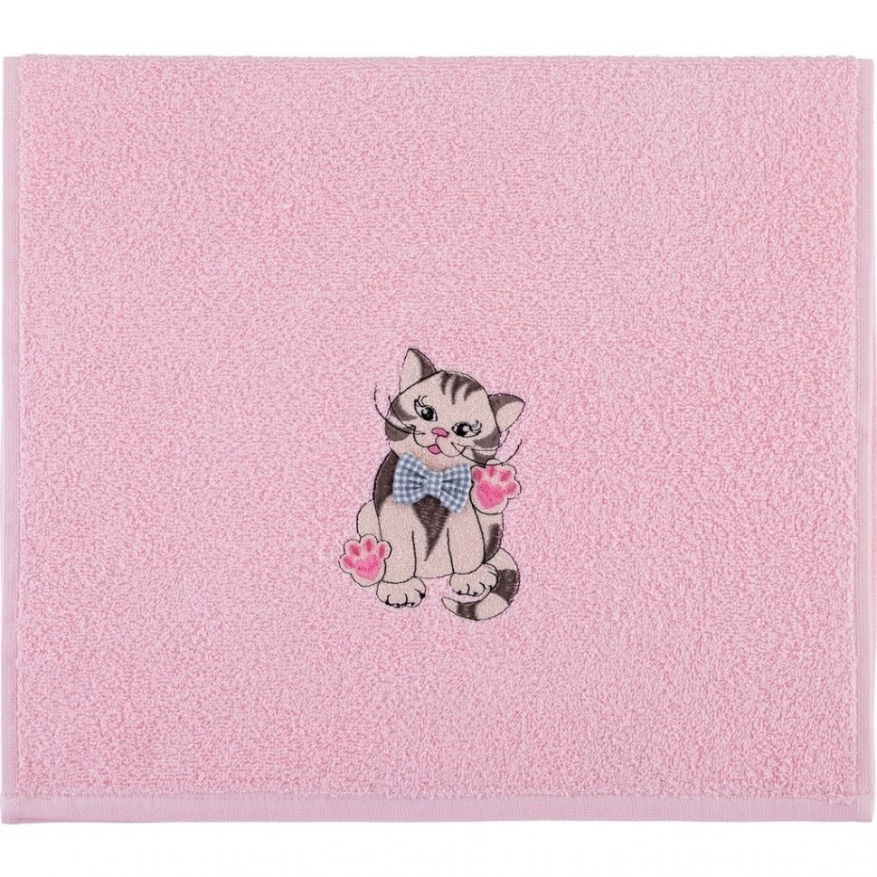 Полотенце "барсик" 40*70 см. махра, розовый, вышивка, 100% хлопок 400гр\м SANTALINO (850-330-52)
