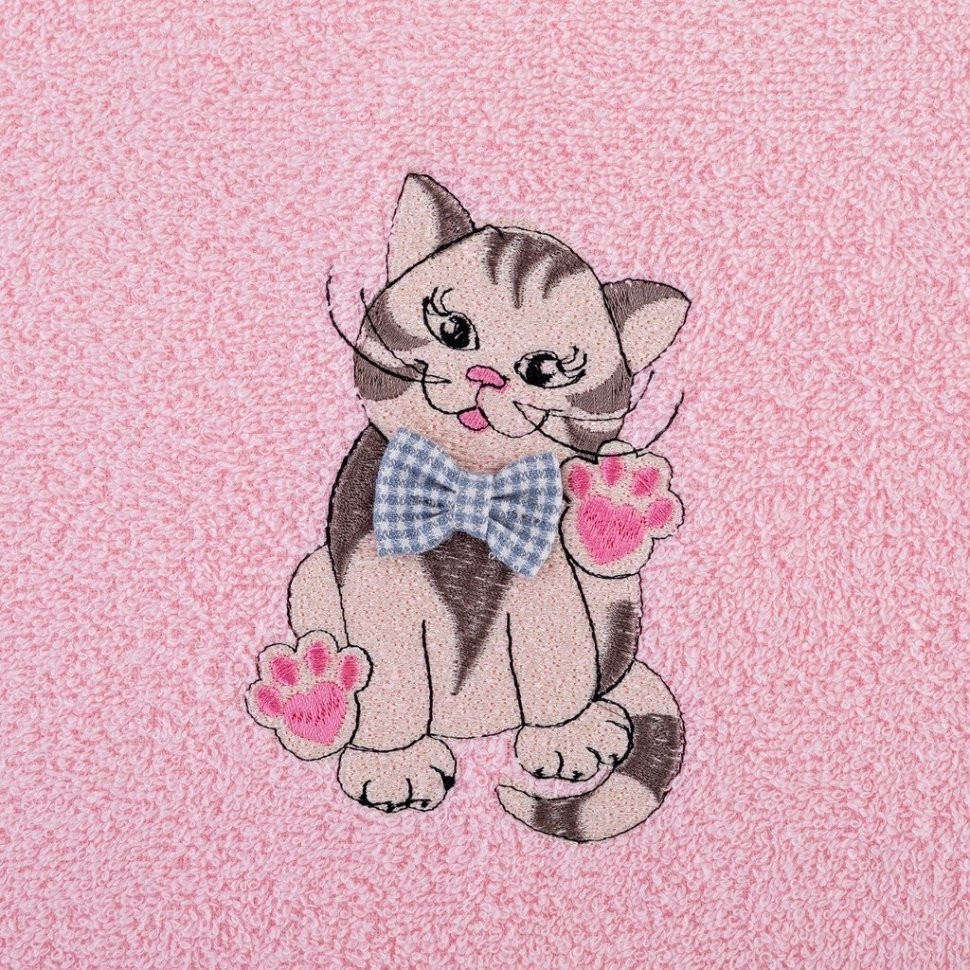 Полотенце "барсик" 40*70 см. махра, розовый, вышивка, 100% хлопок 400гр\м SANTALINO (850-330-52)