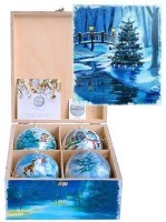 Новогодний набор на 4 шара 2 с кристаллами Swarovski (2224)