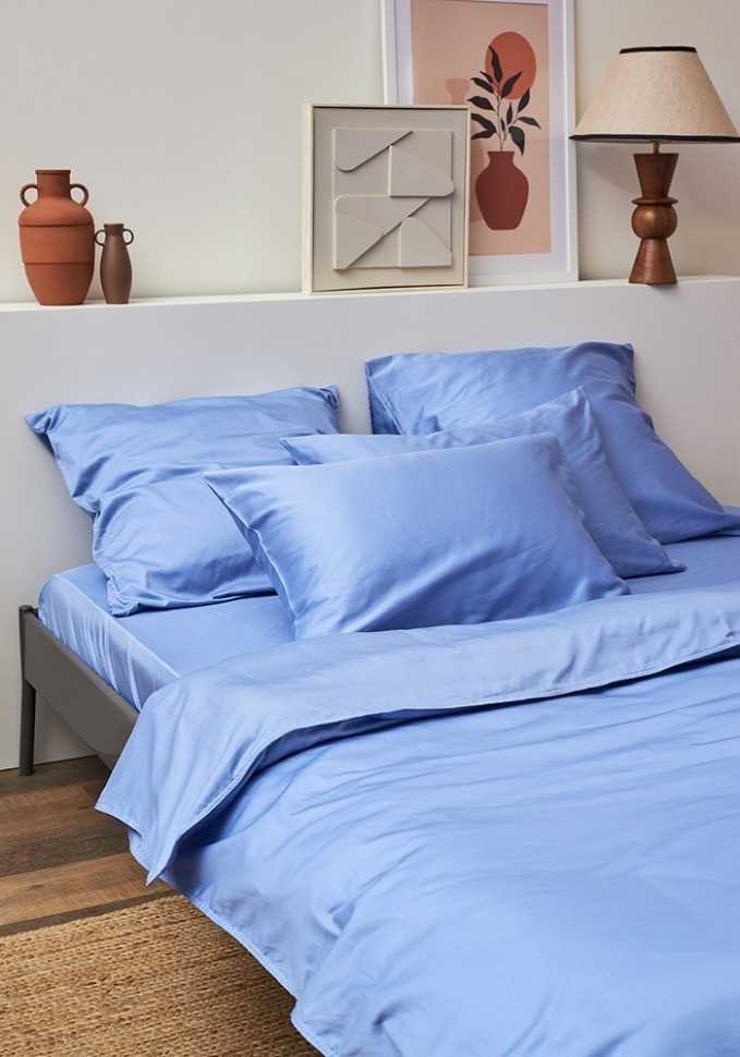 Простыня из премиального сатина сиреневого цвета из коллекции essential, 240х270 см (78478)