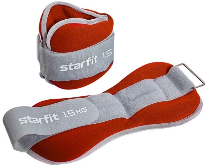Утяжелители универсальные STARFIT WT-502, 1,5 кг, красный/серый (2107894)