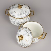 Набор кастрюль agness эмалированных серия &quot;яблоневый сад&quot;, 4пр. 2,1л и 3,8л (950-602)