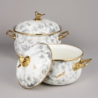 Набор кастрюль agness эмалированных серия &quot;яблоневый сад&quot;, 4пр. 2,1л и 3,8л (950-602)