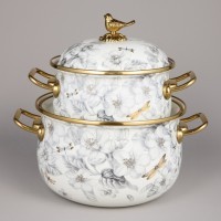 Набор кастрюль agness эмалированных серия &quot;яблоневый сад&quot;, 4пр. 2,1л и 3,8л (950-602)