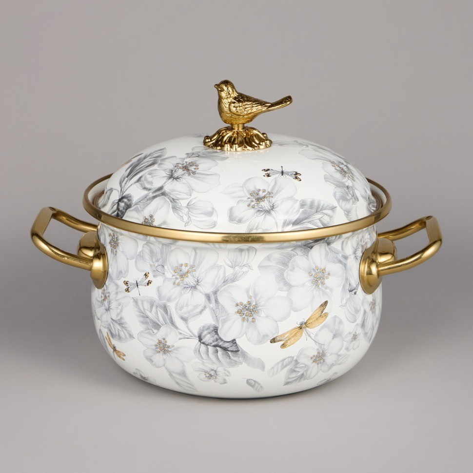 Набор кастрюль agness эмалированных серия "яблоневый сад", 4пр. 2,1л и 3,8л (950-602)