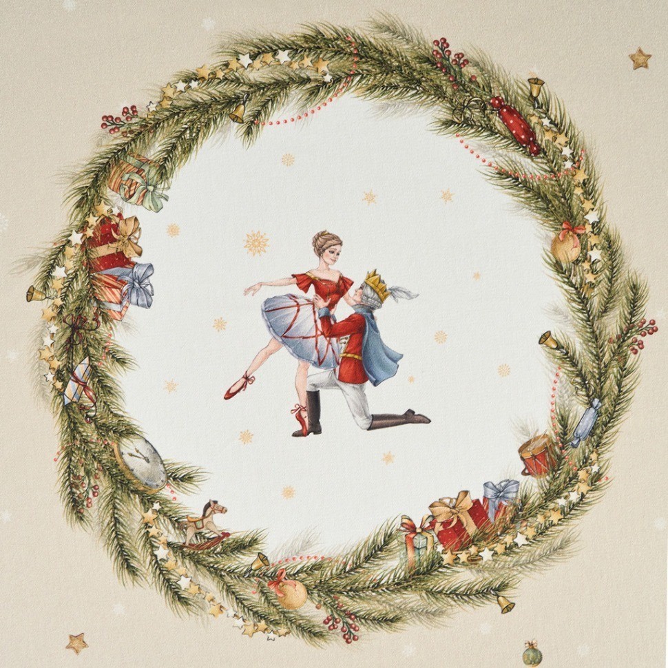 Скатерть круглая  "щелкунчик" ,150см , бежевый ,100% хлопок , твил Lefard (850-757-24)