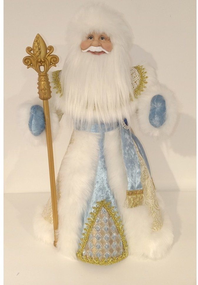 Дед мороз в голубой шубе и белой шапке 50 см (84676)